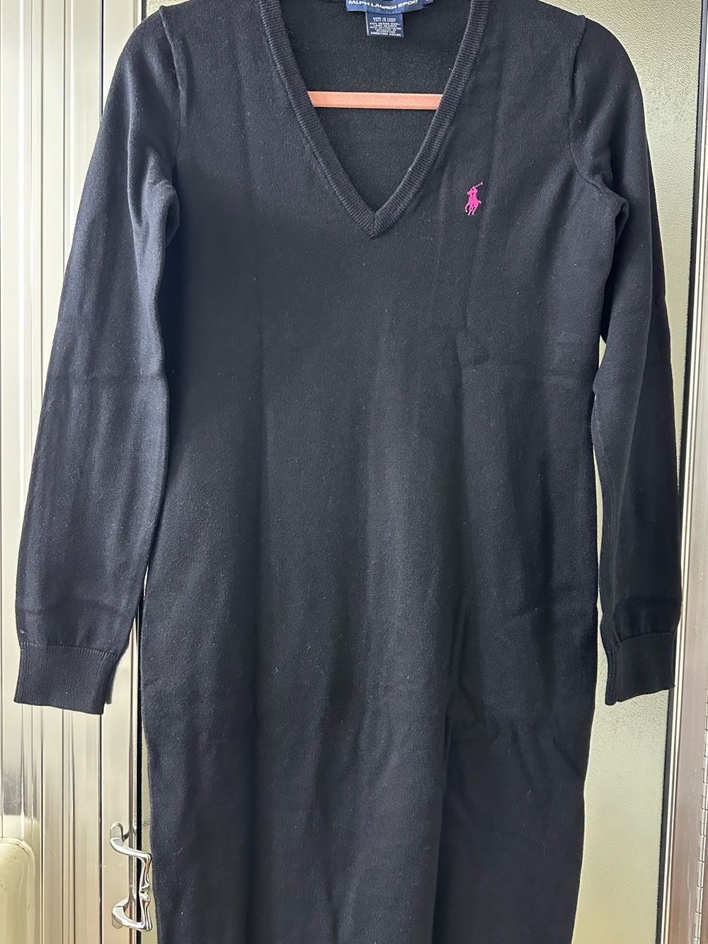 Ralph Lauren Sport Black Sweater Top with Pink Trim